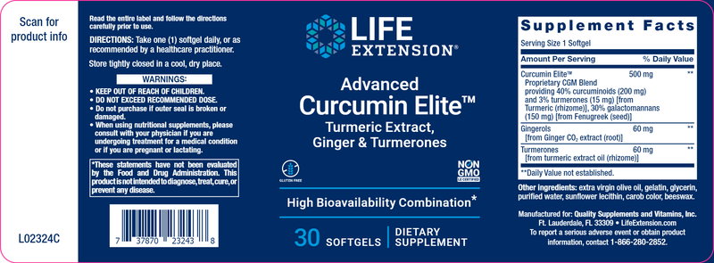 Advanced Curcumin Elite (Life Extension) label