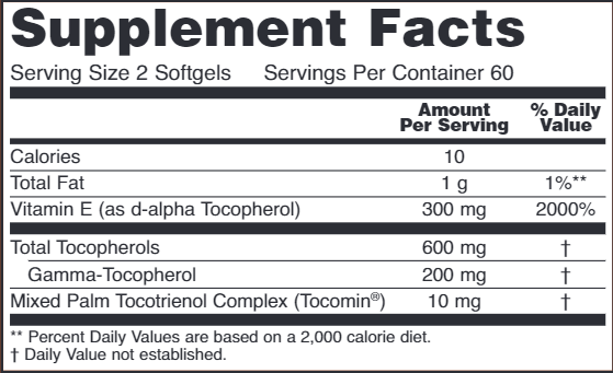 advanced gamma e complex (now foods) supplement facts