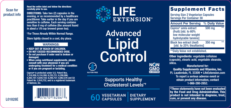Advanced Lipid Control (Life Extension) Label