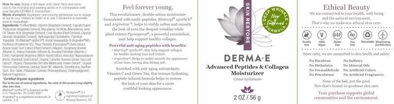advanced peptides & collagen moisturizer dermae label