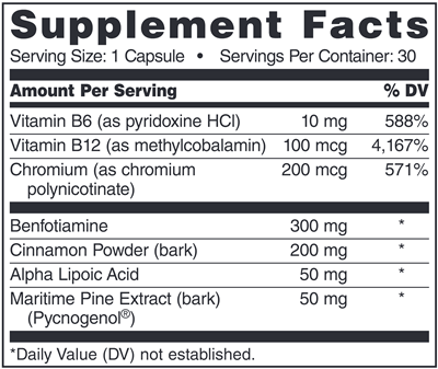 Advanced Blood Sugar Support with Pycnogenol (Dr. Sinatra) Supplement Facts
