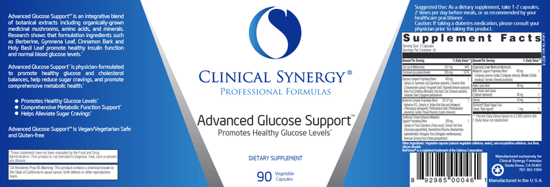 Advanced Glucose Support (Clinical Synergy) Label
