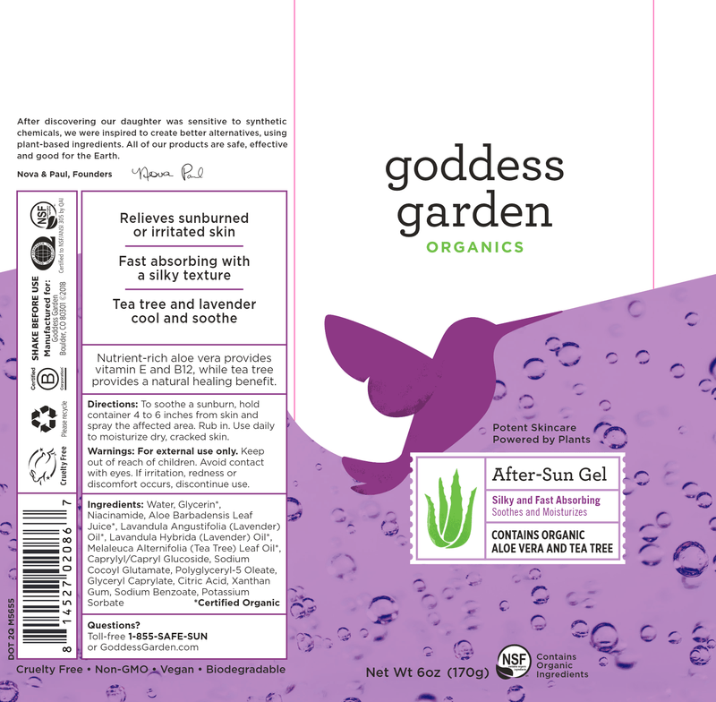 After-Sun Gel with Aloe Vera Continuous Spray (Goddess Garden) Label