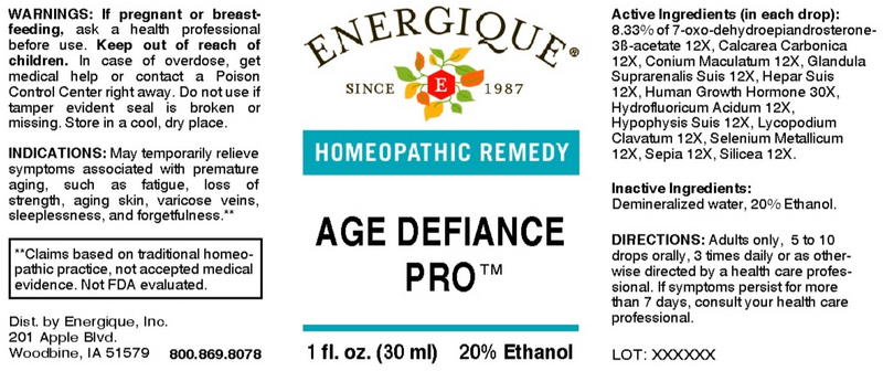 Age Defiance Pro (Energique) Label