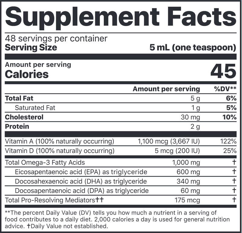 Alaskan Cod Liver Oil Liquid (Jigsaw Health) Supplement Facts