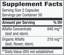 alfa-max alfalfa concentrate (nature's way) supplement facts