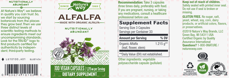 Alfalfa Leaves (Nature's Way) Label