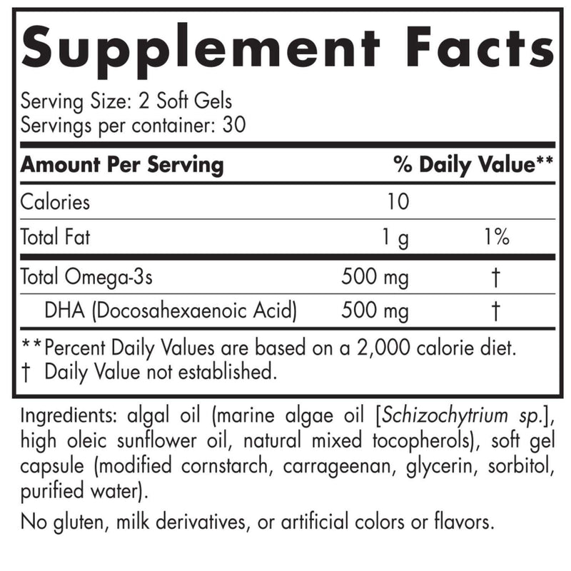 algae DHA soft gels (nordic naturals) supplement facts