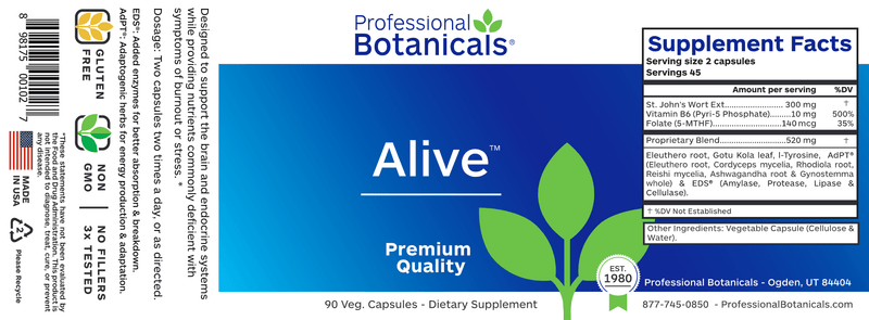 Alive (Professional Botanicals) Label