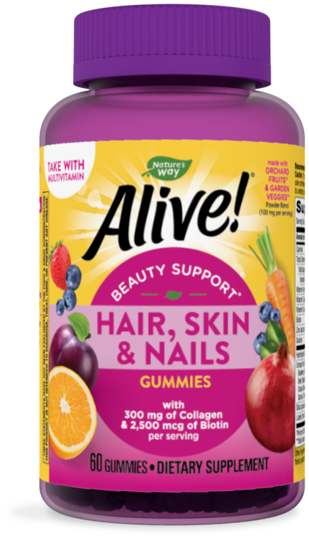 Alive! Premium Hair, Skin & Nails Gummies 60 Ct (Nature's Way)