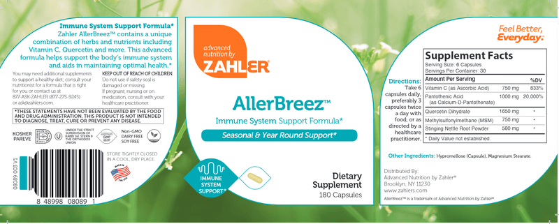 allerbreez (advanced nutrition by zahler) label