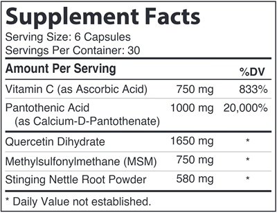 AllerBreez Supplement Facts Label