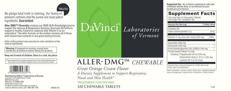 Aller Dmg Chewable DaVinci Labs Label