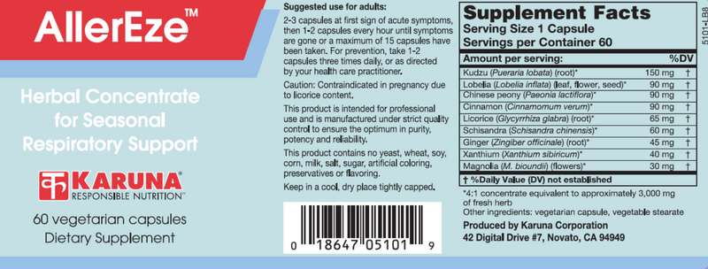 AllerEze (Karuna Responsible Nutrition) Label