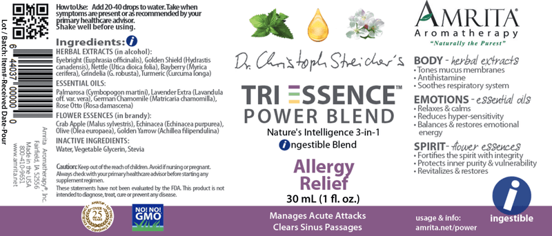 allergy relief amrita aromatherapy label