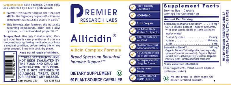 Allicidin (Premier Research Labs) Label