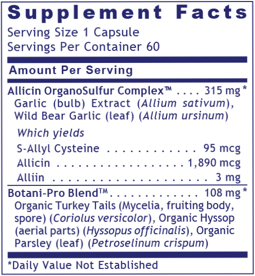 Allicidin (Premier Research Labs) Supplement Facts