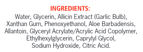 Alliderm Gel (Allimax International Limited) Ingredients