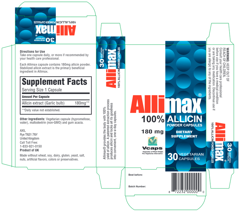Allimax 180 mg (Allimax International Limited) 30ct Label