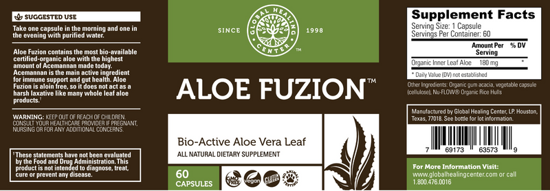 Aloe Fuzion (Global Healing) Label