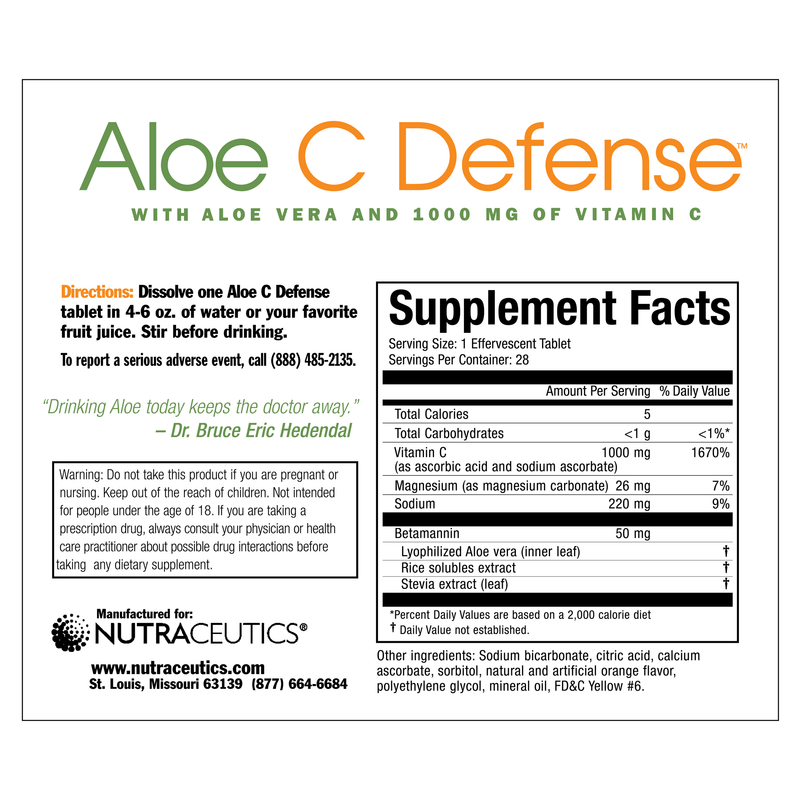 Aloe C Defense (Nutraceutics) Label