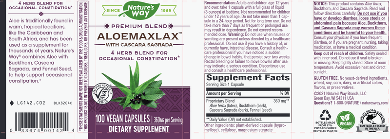 Aloe Max Lax (Nature's Way) Label