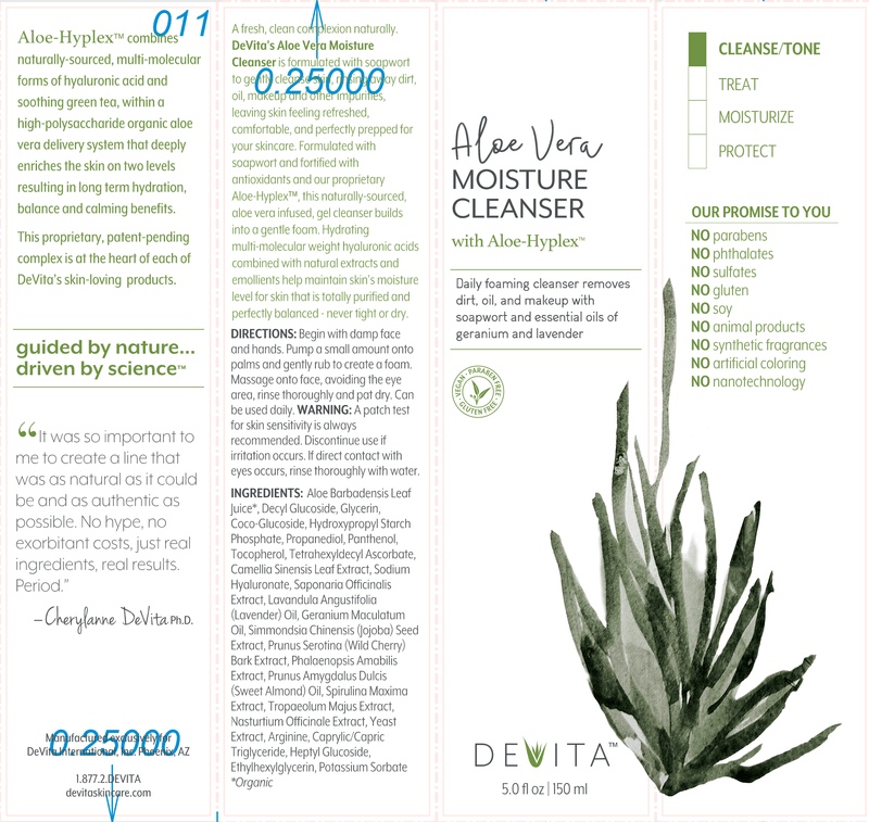 Aloe Vera Moisture Cleanser (Devita Skincare) Label