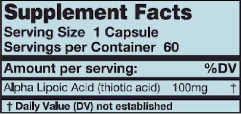 Alpha Lipoic Acid 100 mg (Karuna Responsible Nutrition) Supplement Facts