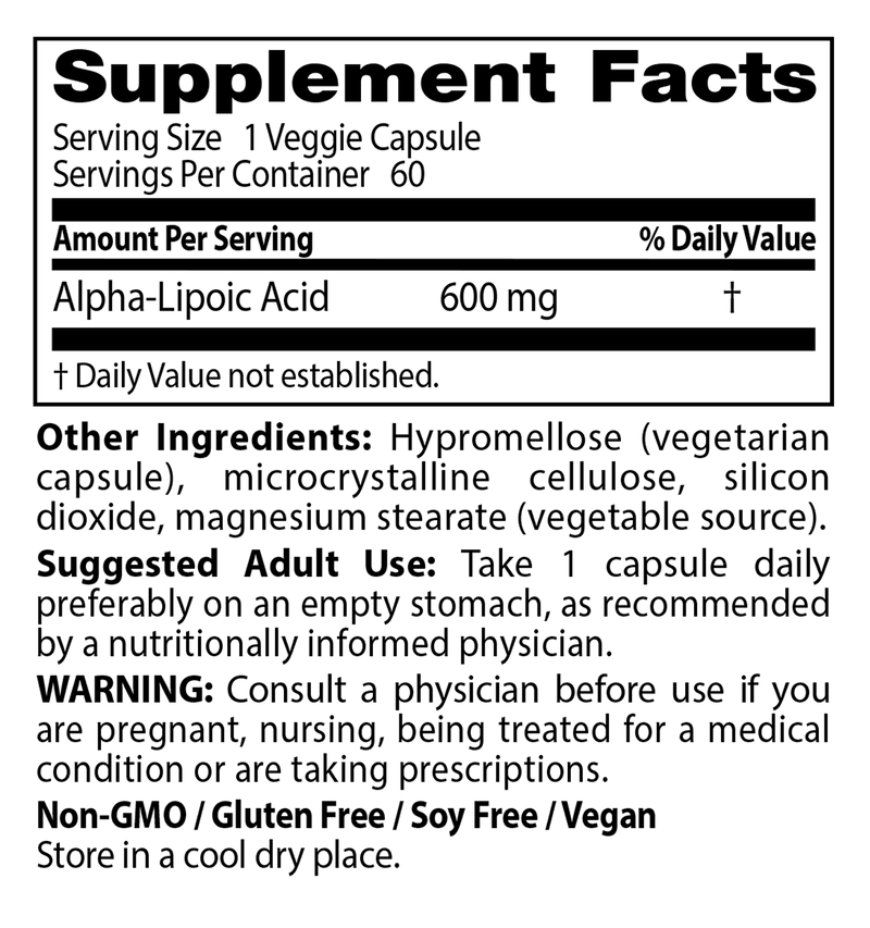 Alpha-Lipoic Acid (Doctors Best) 60ct Supplement Facts