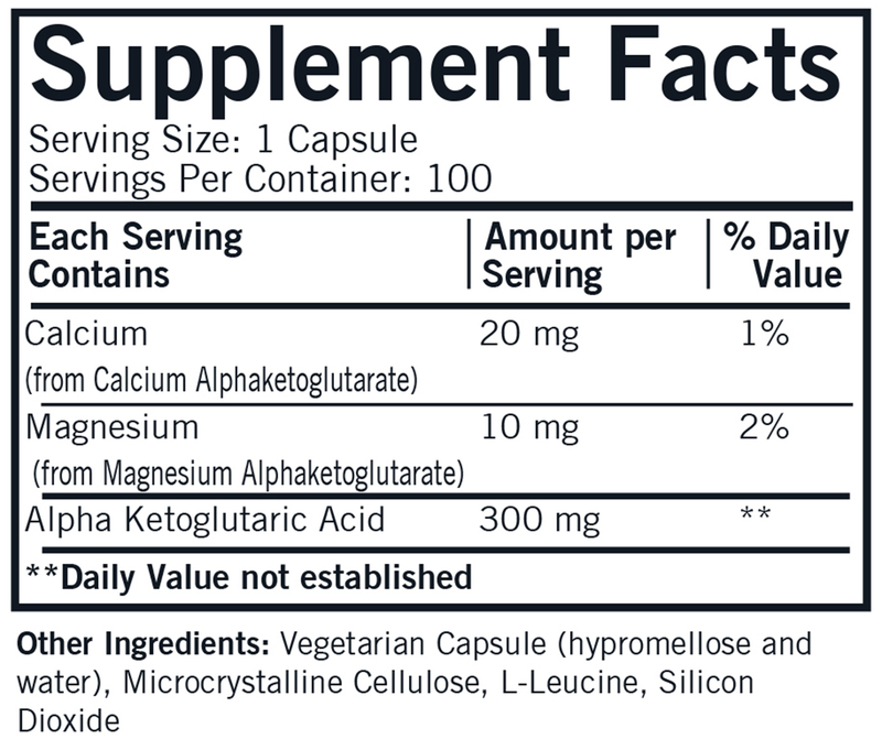 Alpha Ketoglutaric Acid (Kirkman Labs) Supplement Facts