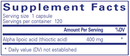 alpha lipoic acid 400 mg pure encapsulations supplement facts