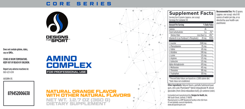 Amino Complex Natural Orange (Designs for Sport) Label