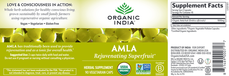 Amla (Organic India) Label