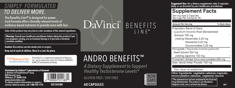 Andro Benefits (DaVinci Labs) Label
