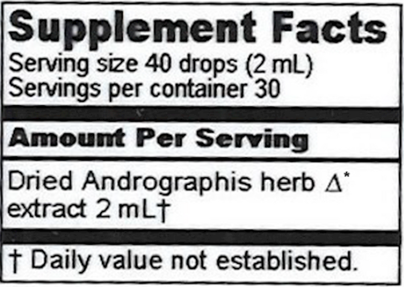 Andrographis Extract (Herbalist Alchemist) 2oz Supplement Facts