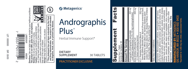 Andrographis Plus (Metagenics) Label