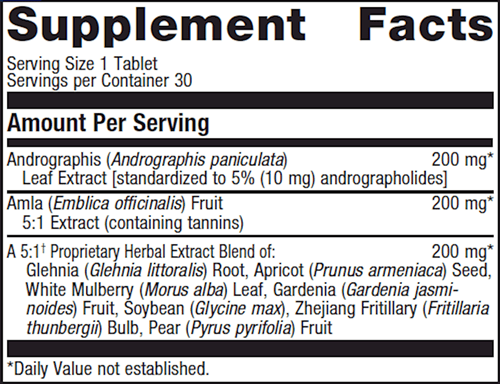 Andrographis Plus (Metagenics) Supplement Facts