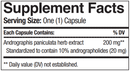 Andrographis Progena Supplement Facts