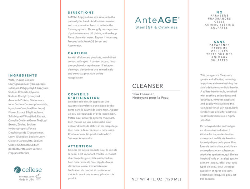 anteage cleanser label