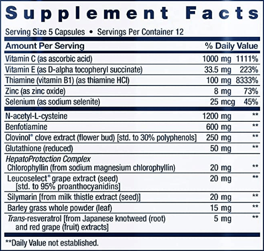 Anti-Alcohol Complex (Life Extension) Supplement Facts