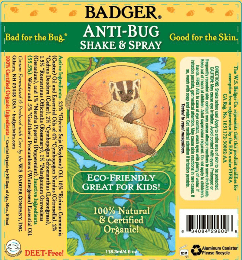 Anti Bug Shake & Spray (Badger) Label
