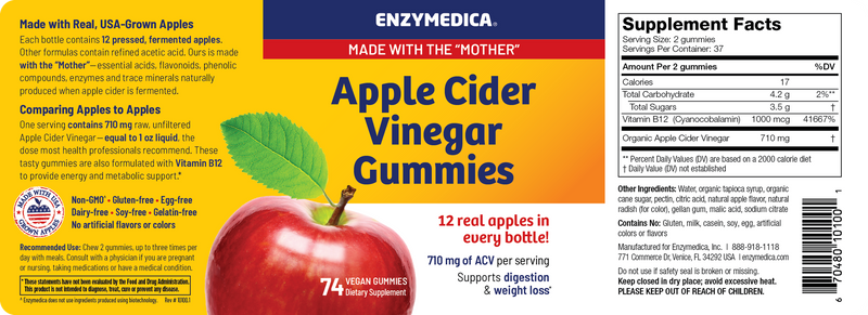 Apple Cider Vinegar Gummies (Enzymedica) Label
