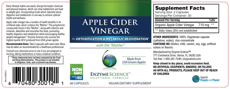 Apple Cider Vinegar Capsules - Enzyme Science Label