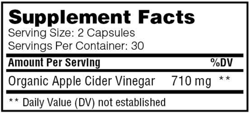 Apple Cider Vinegar Capsules - Enzyme Science Supplement Facts