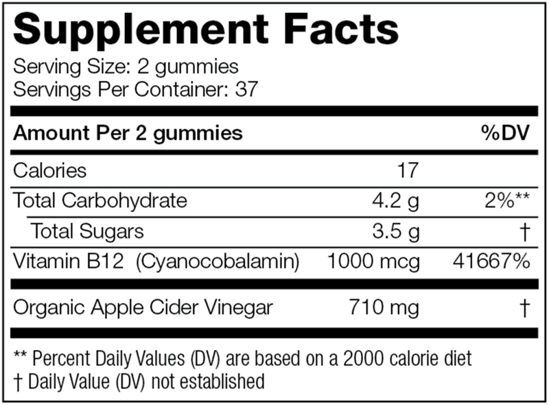 Apple Cider Vinegar Gummies (Enzyme Science) Supplement Facts