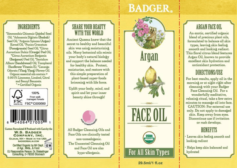 argan face oil badger label