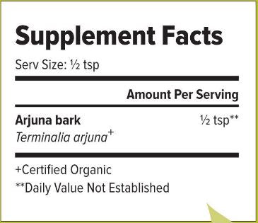 Arjuna Bark Powder Organic (Banyan Botanicals) Supplement Facts