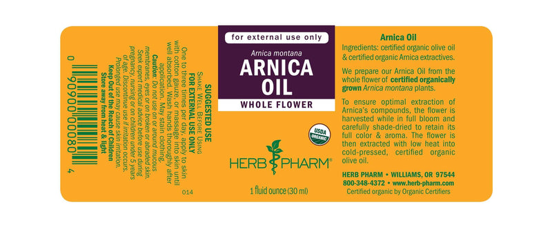 Arnica Oil (Herb Pharm) Label