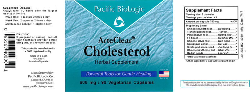 ArteClear: Cholesterol (Pacific BioLogic) Label