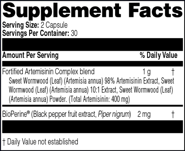 ArteMax Supplement Facts Label